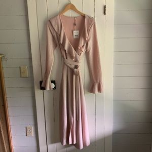Free People One More Time Lurex Wrap Dress Peach